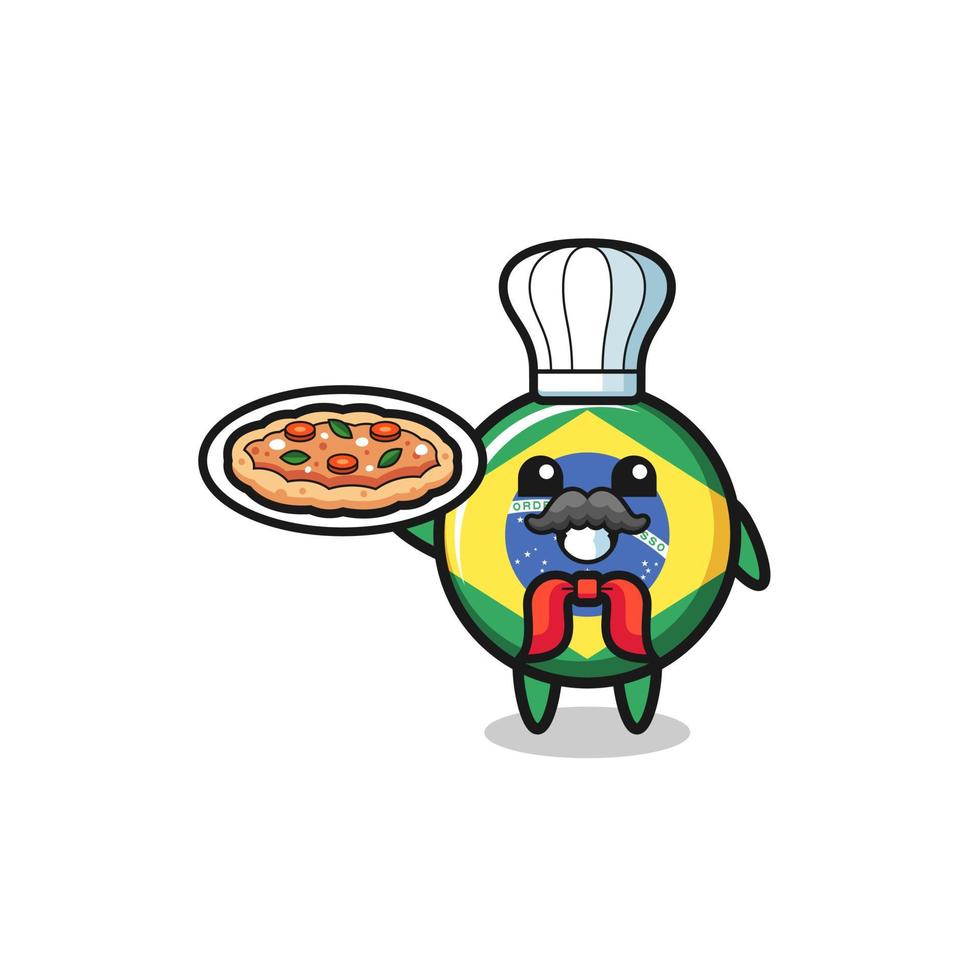 brazil flag character as Italian chef mascot vector