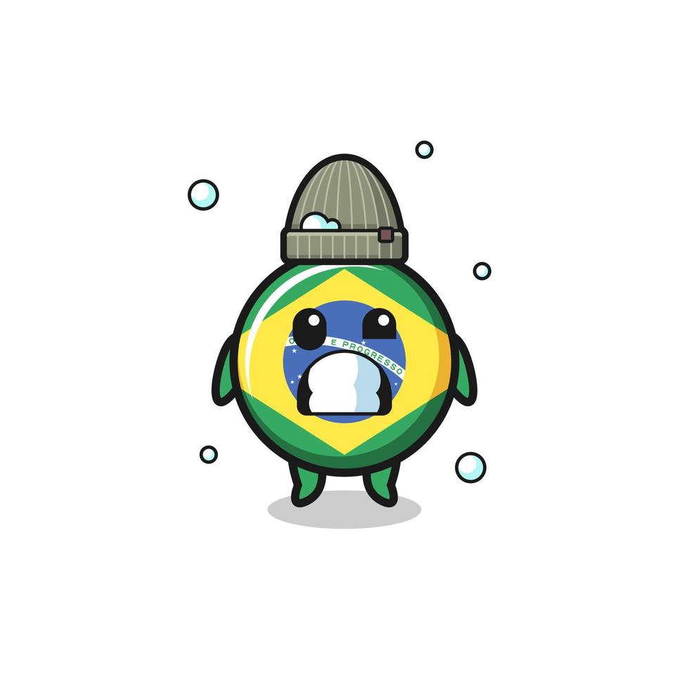 cute cartoon brazil flag with shivering expression vector