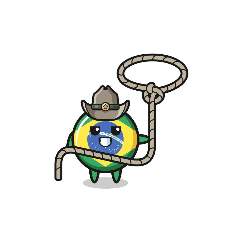 El vaquero de la bandera de Brasil con cuerda de lazo vector