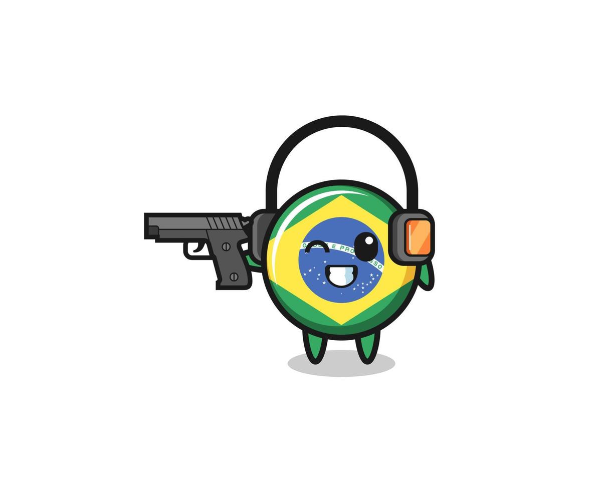 illustration of brazil flag cartoon doing shooting range vector