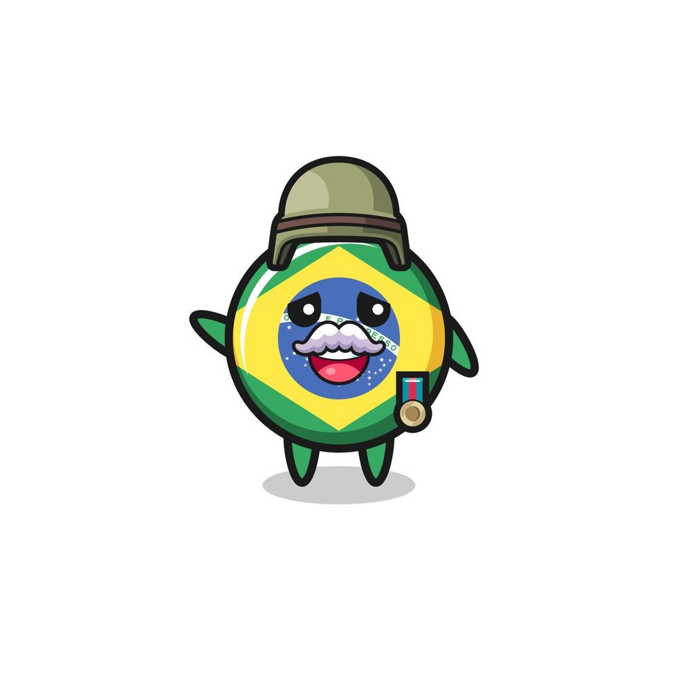 cute brazil flag as veteran cartoon vector