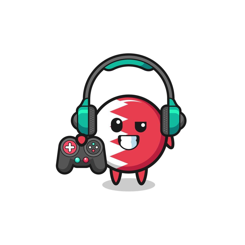 bahrain flag gamer mascot holding a game controller vector