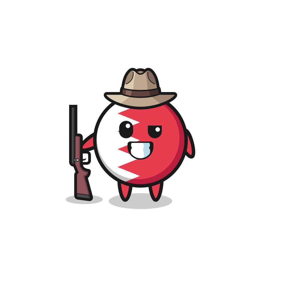 bahrain flag hunter mascot holding a gun vector