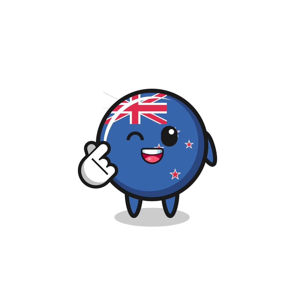 new zealand character doing Korean finger heart vector