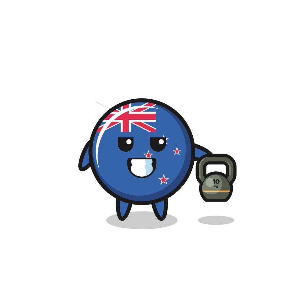new zealand mascot lifting kettlebell in the gym vector