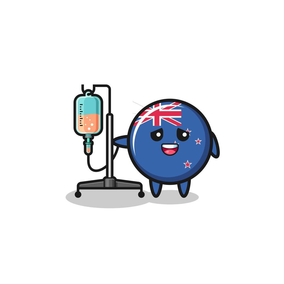 cute new zealand character standing with infusion pole vector