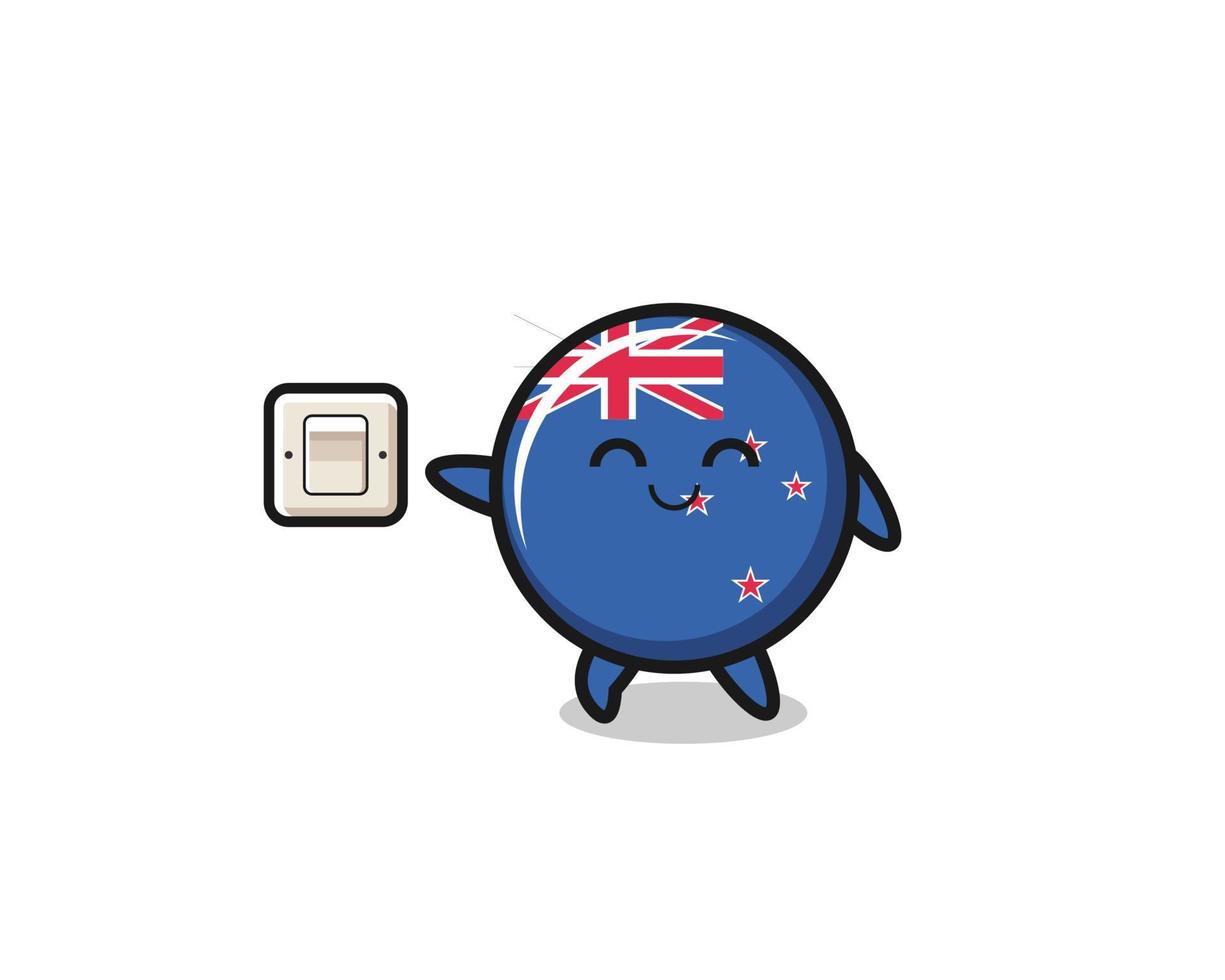 cartoon new zealand is turning off light vector