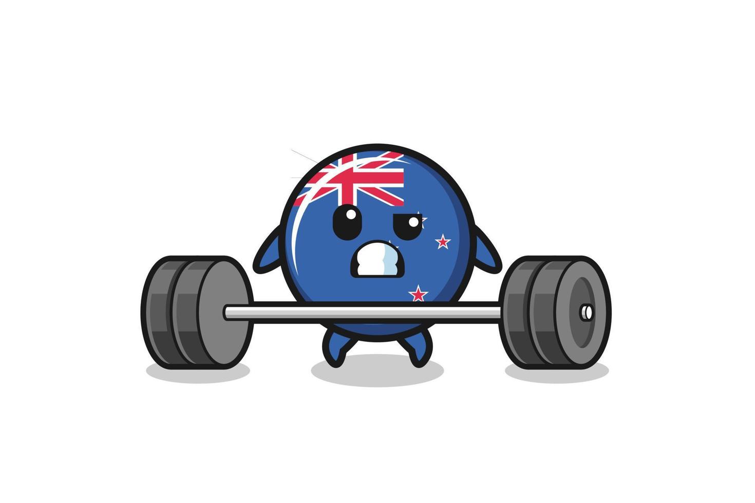 cartoon of new zealand lifting a barbell vector