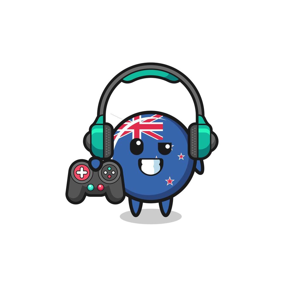 new zealand gamer mascot holding a game controller vector