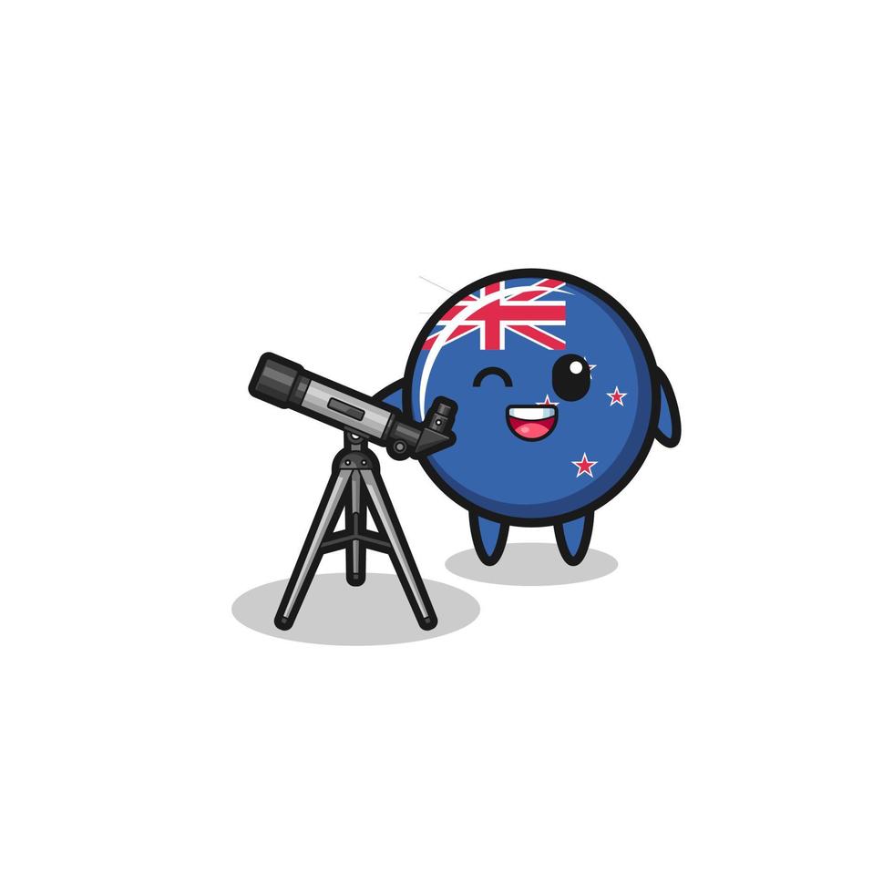 new zealand astronomer mascot with a modern telescope vector