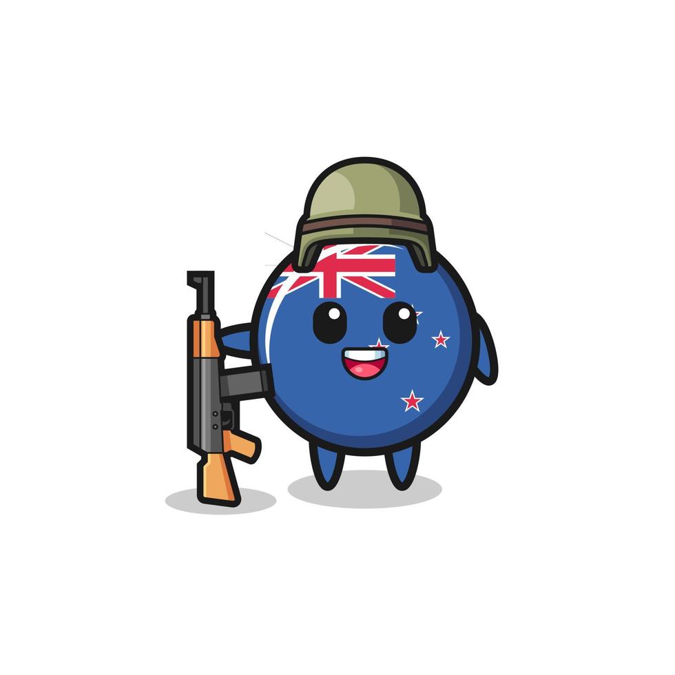 cute new zealand mascot as a soldier vector
