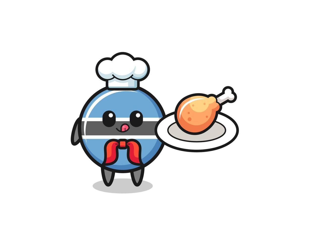 botswana flag fried chicken chef cartoon character vector