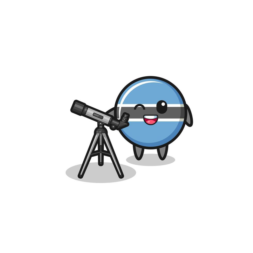 botswana flag astronomer mascot with a modern telescope vector