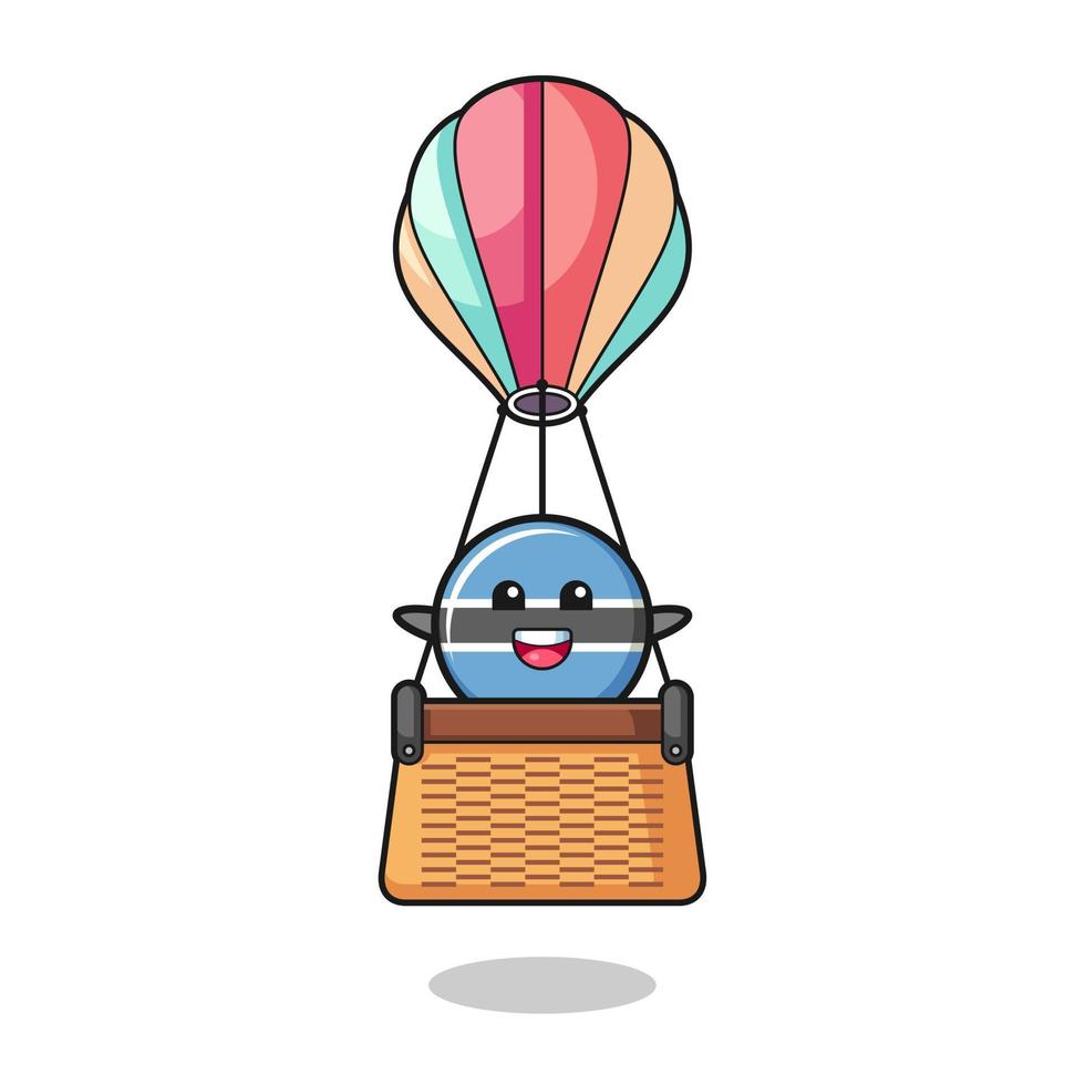 botswana flag mascot riding a hot air balloon vector