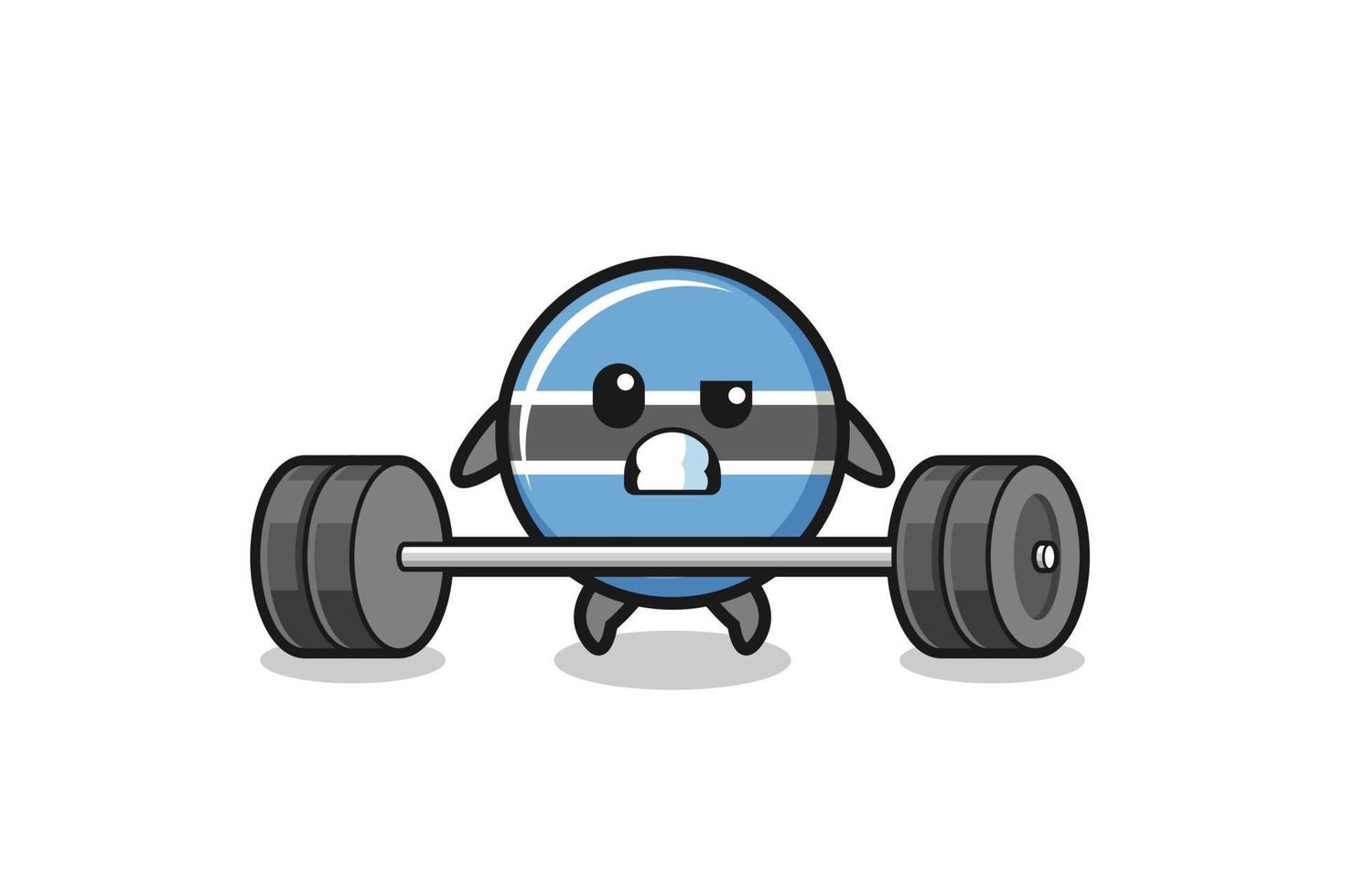 cartoon of botswana flag lifting a barbell vector