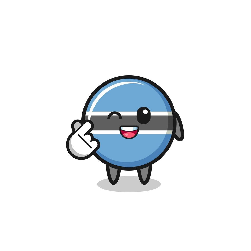 botswana flag character doing Korean finger heart vector