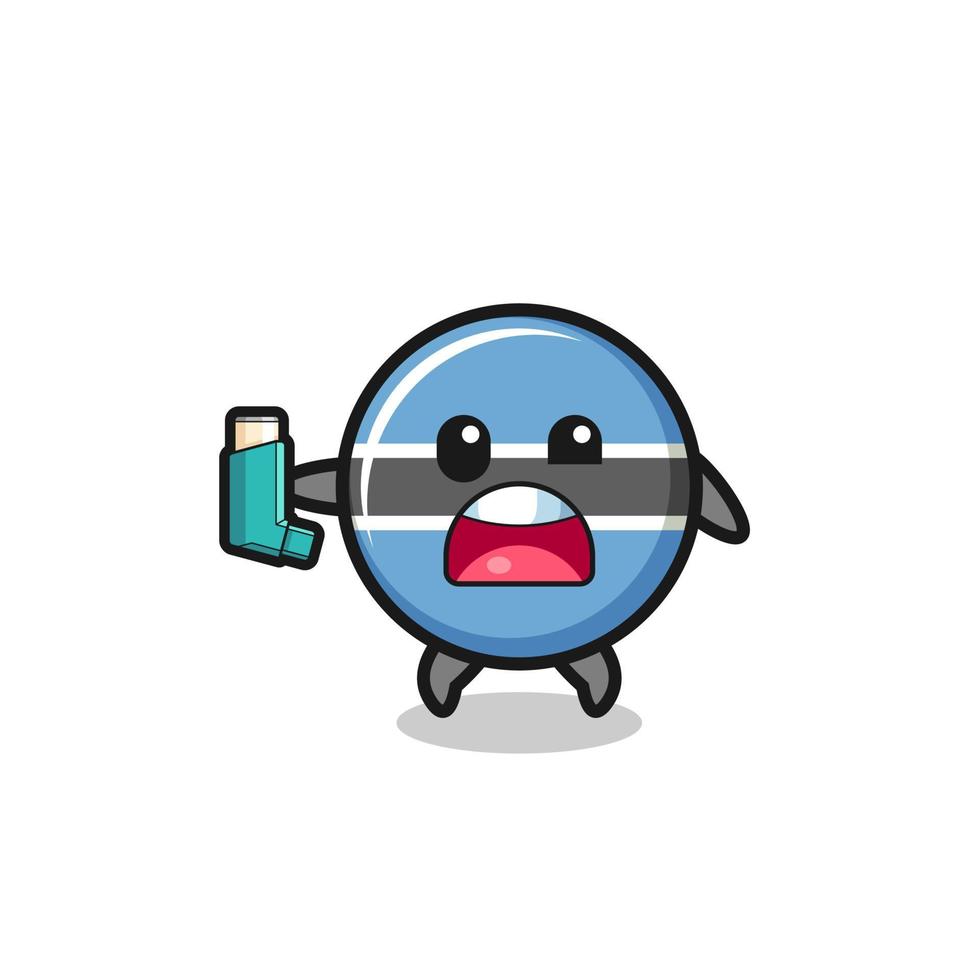 botswana flag mascot having asthma while holding the inhaler vector