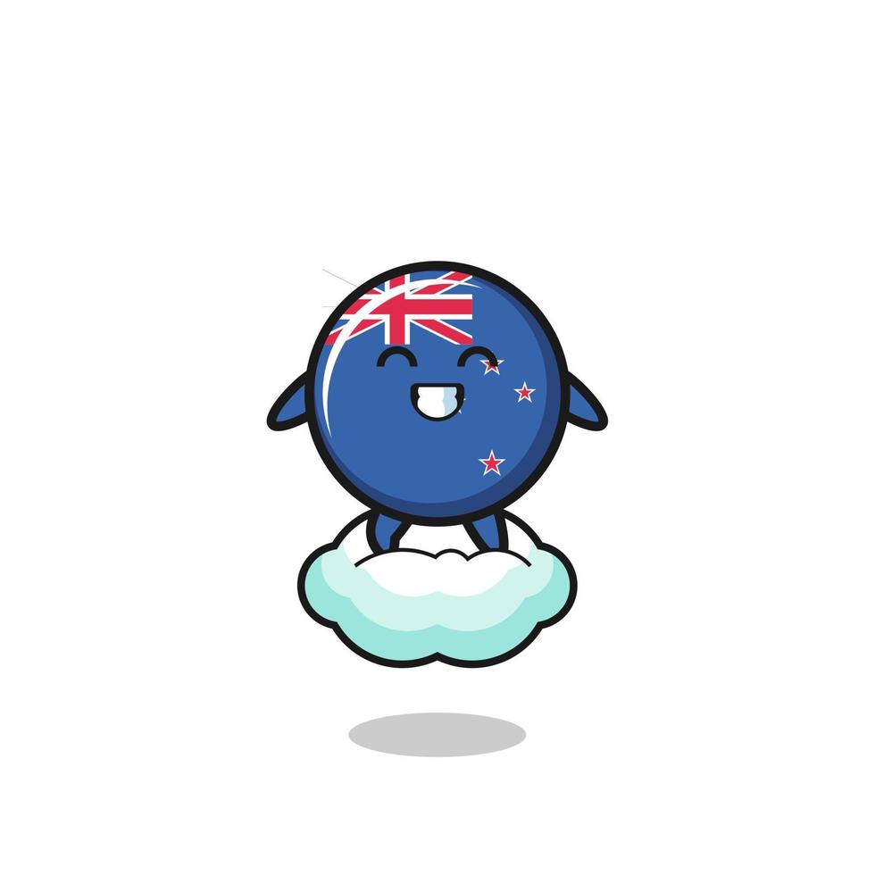 cute new zealand illustration riding a floating cloud vector