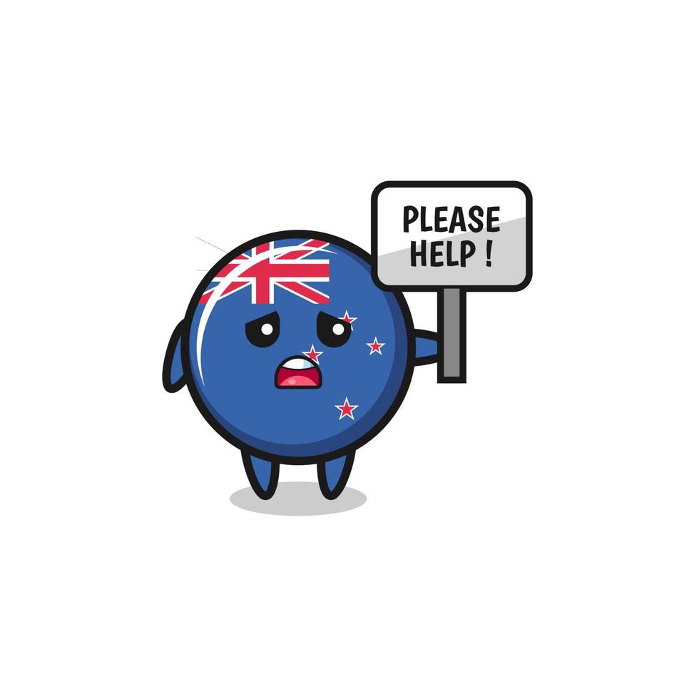 cute new zealand hold the please help banner vector