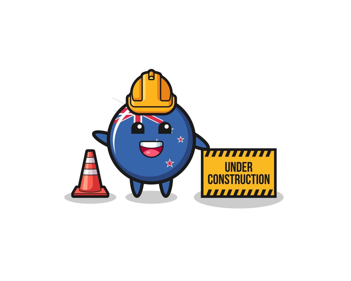 illustration of new zealand with under construction banner vector