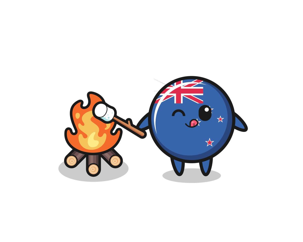new zealand character is burning marshmallow vector