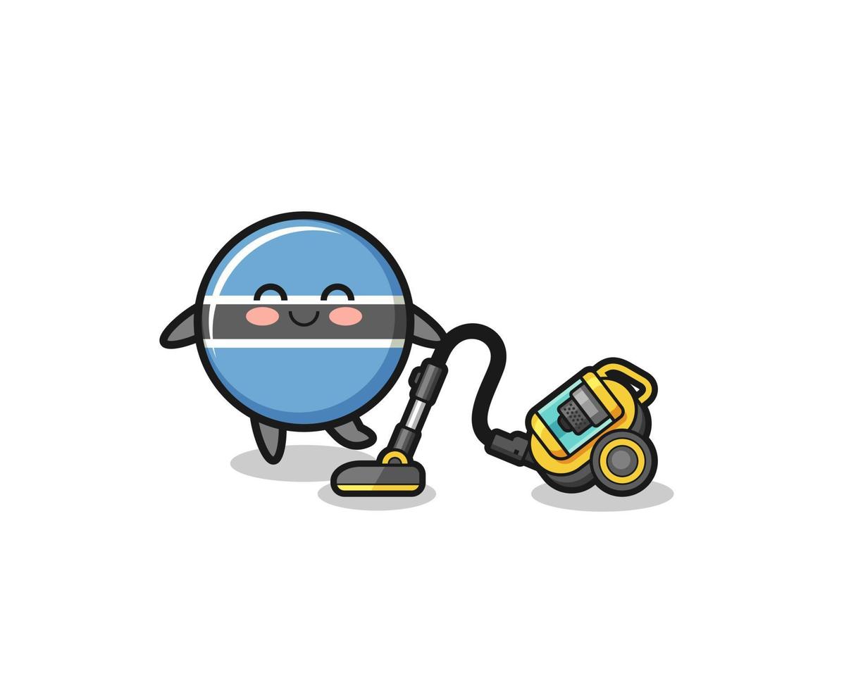 cute botswana flag holding vacuum cleaner illustration vector