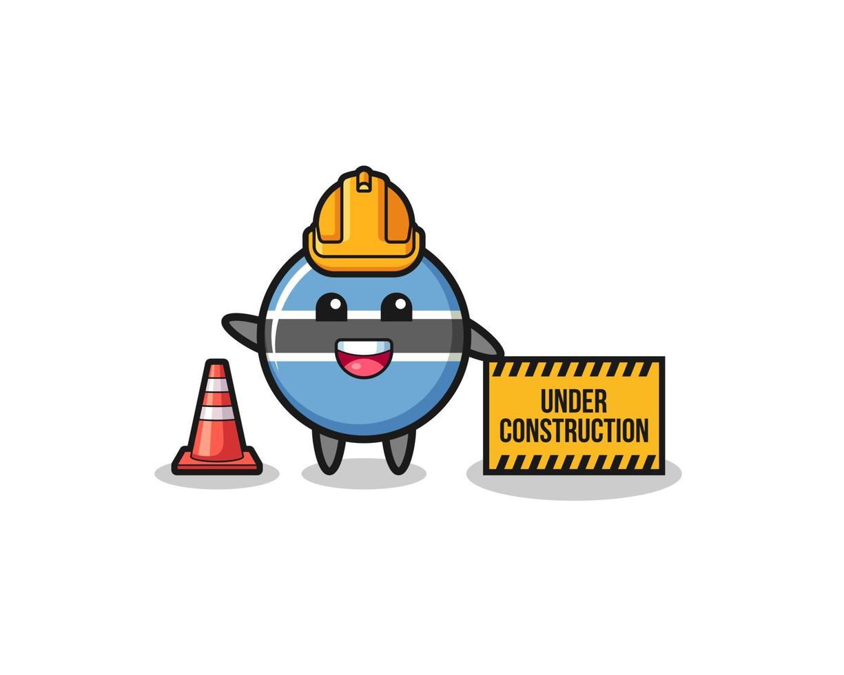 illustration of botswana flag with under construction banner vector