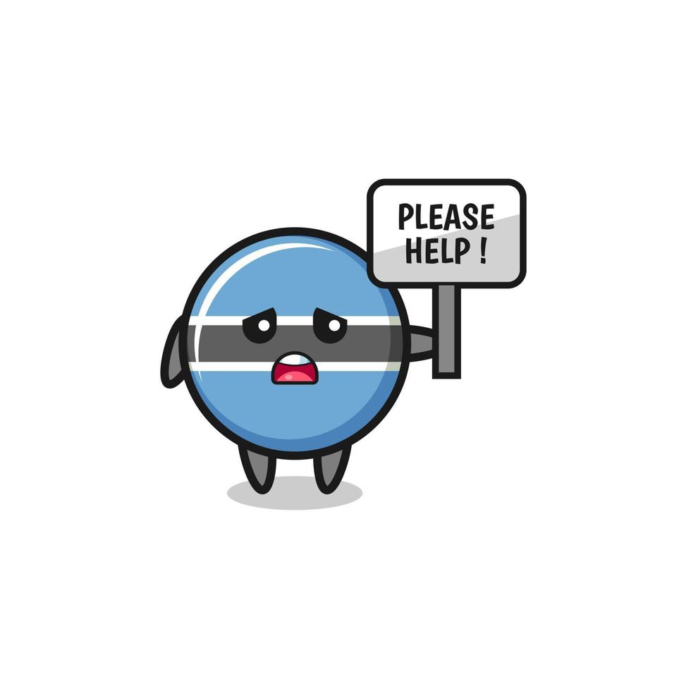 cute botswana flag hold the please help banner vector