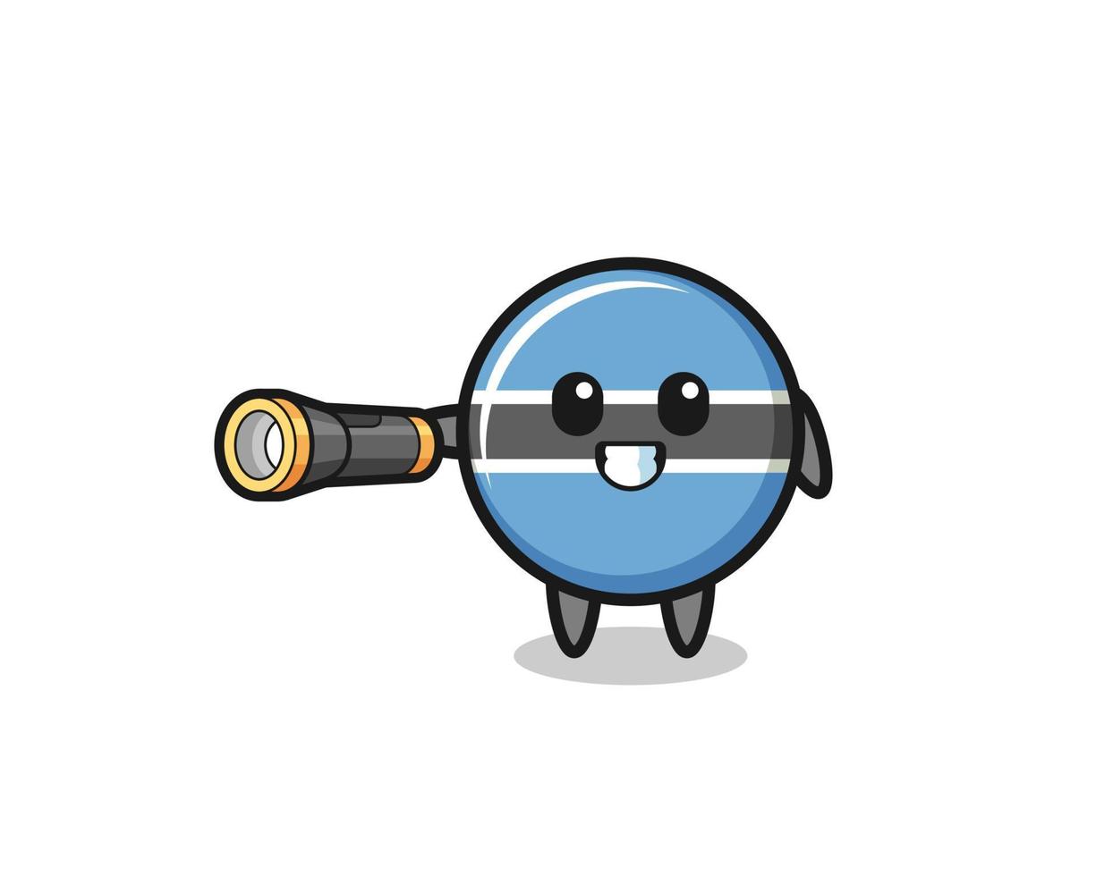 botswana flag mascot holding flashlight vector