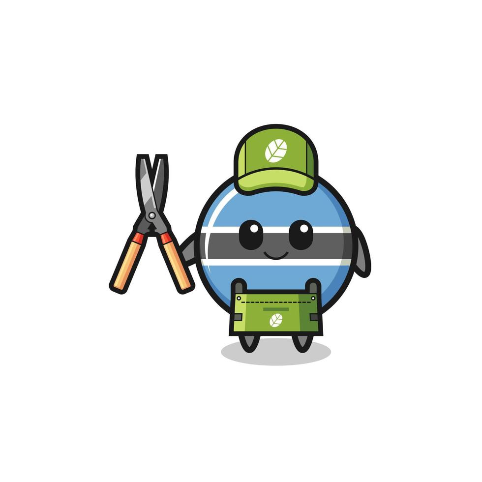 cute botswana flag as gardener mascot vector