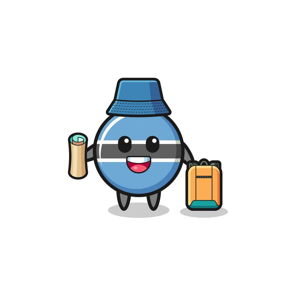 botswana flag mascot character as hiker vector