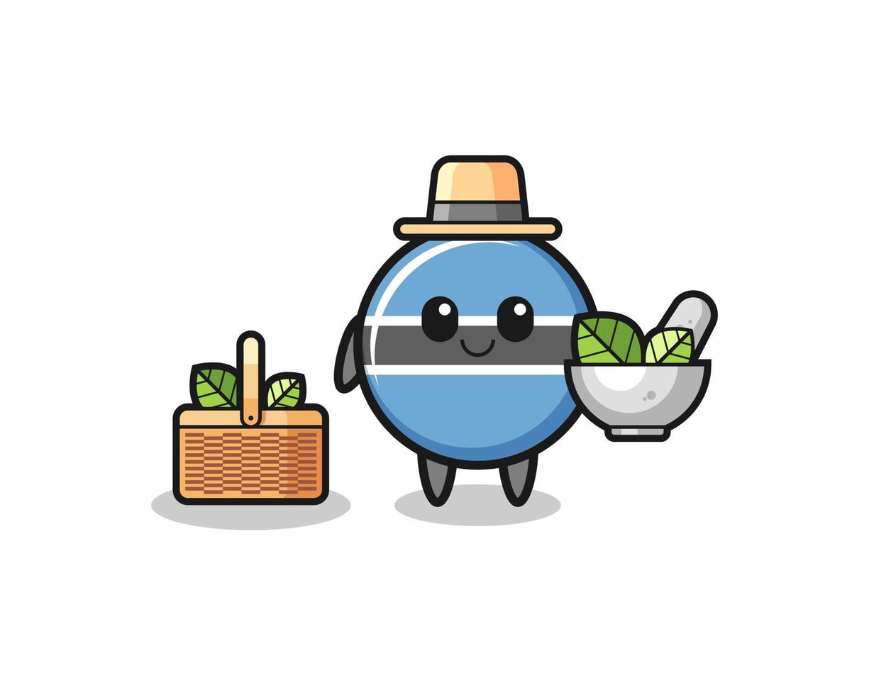 botswana flag herbalist cute cartoon vector
