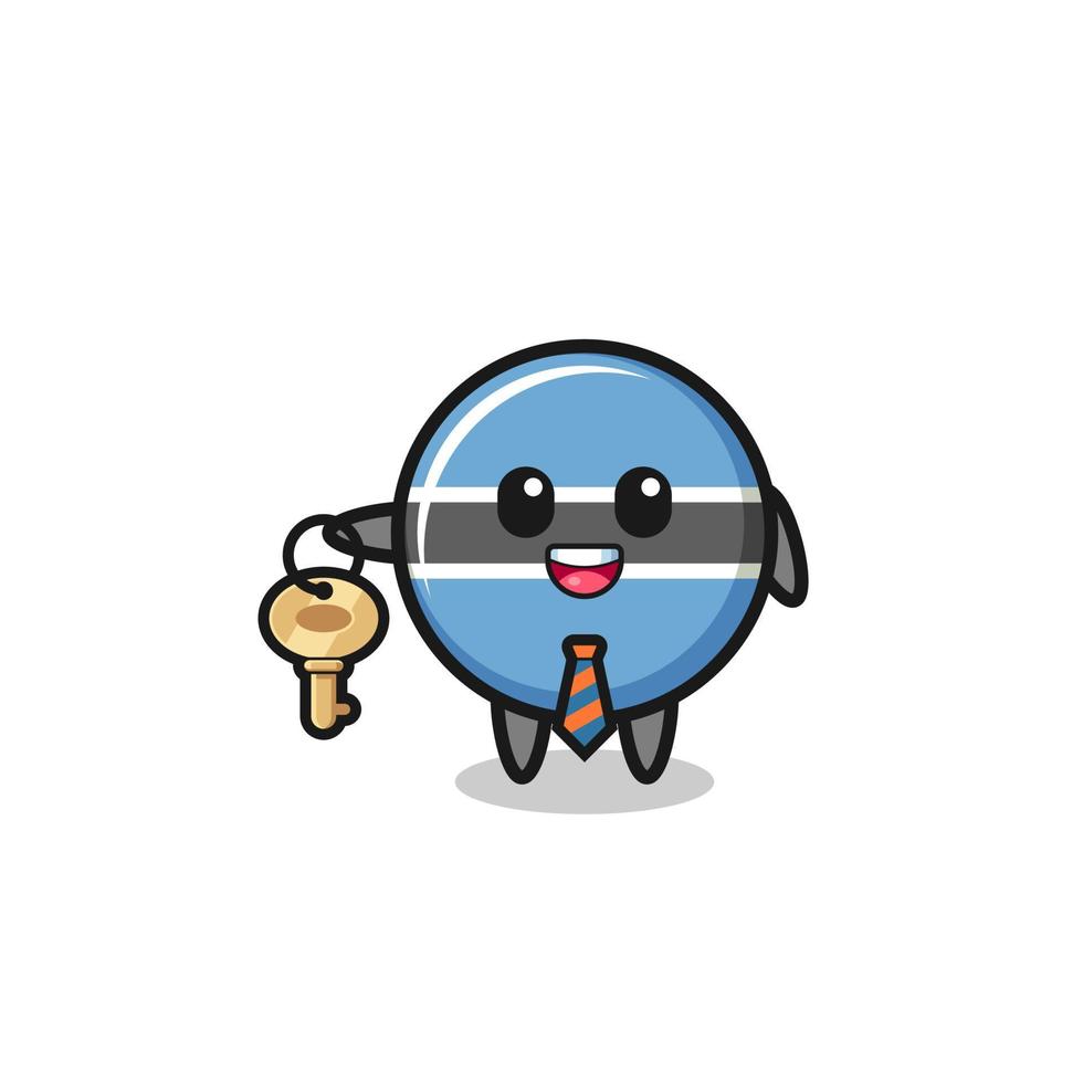 cute botswana flag as a real estate agent mascot vector