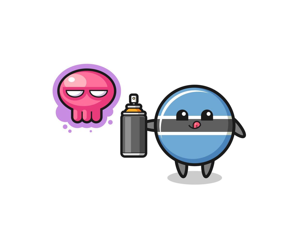 botswana flag cartoon make a graffiti with a spray paint vector