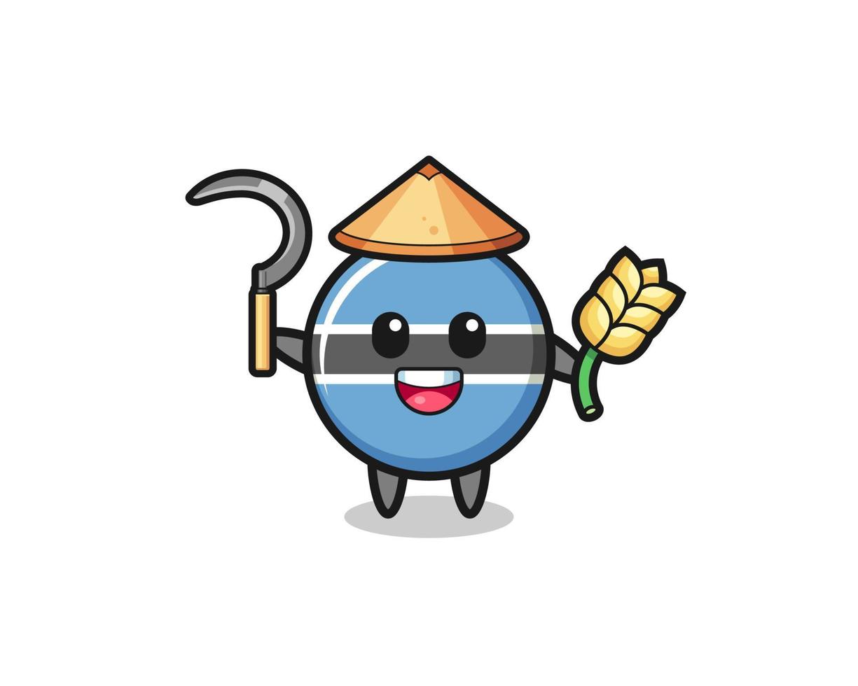 botswana flag Asian farmer holding paddy vector