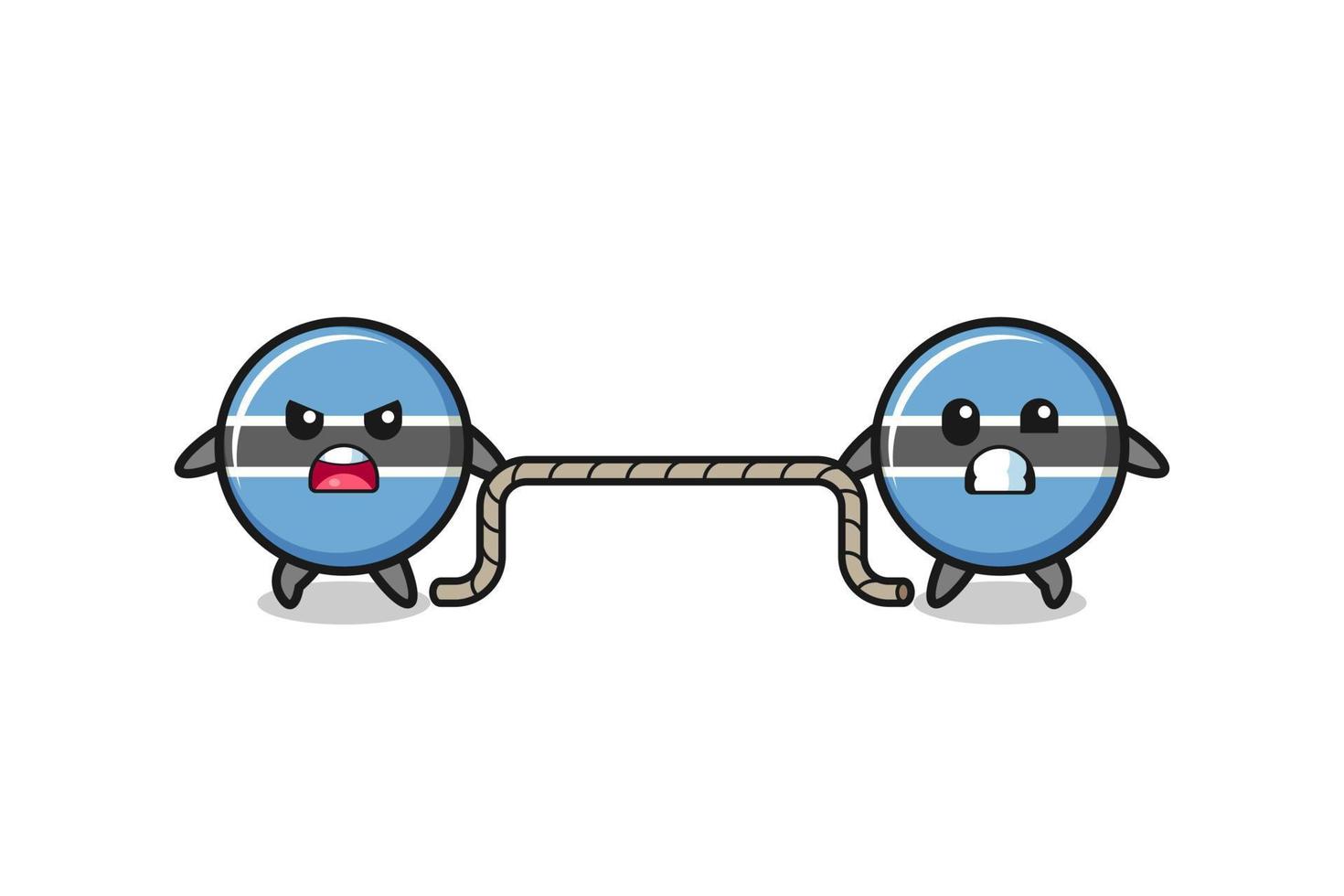 cute botswana flag character is playing tug of war game vector