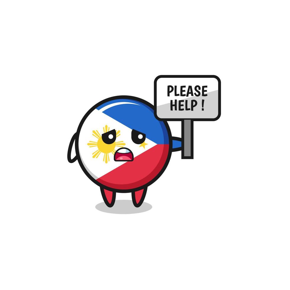 cute philippines flag hold the please help banner vector