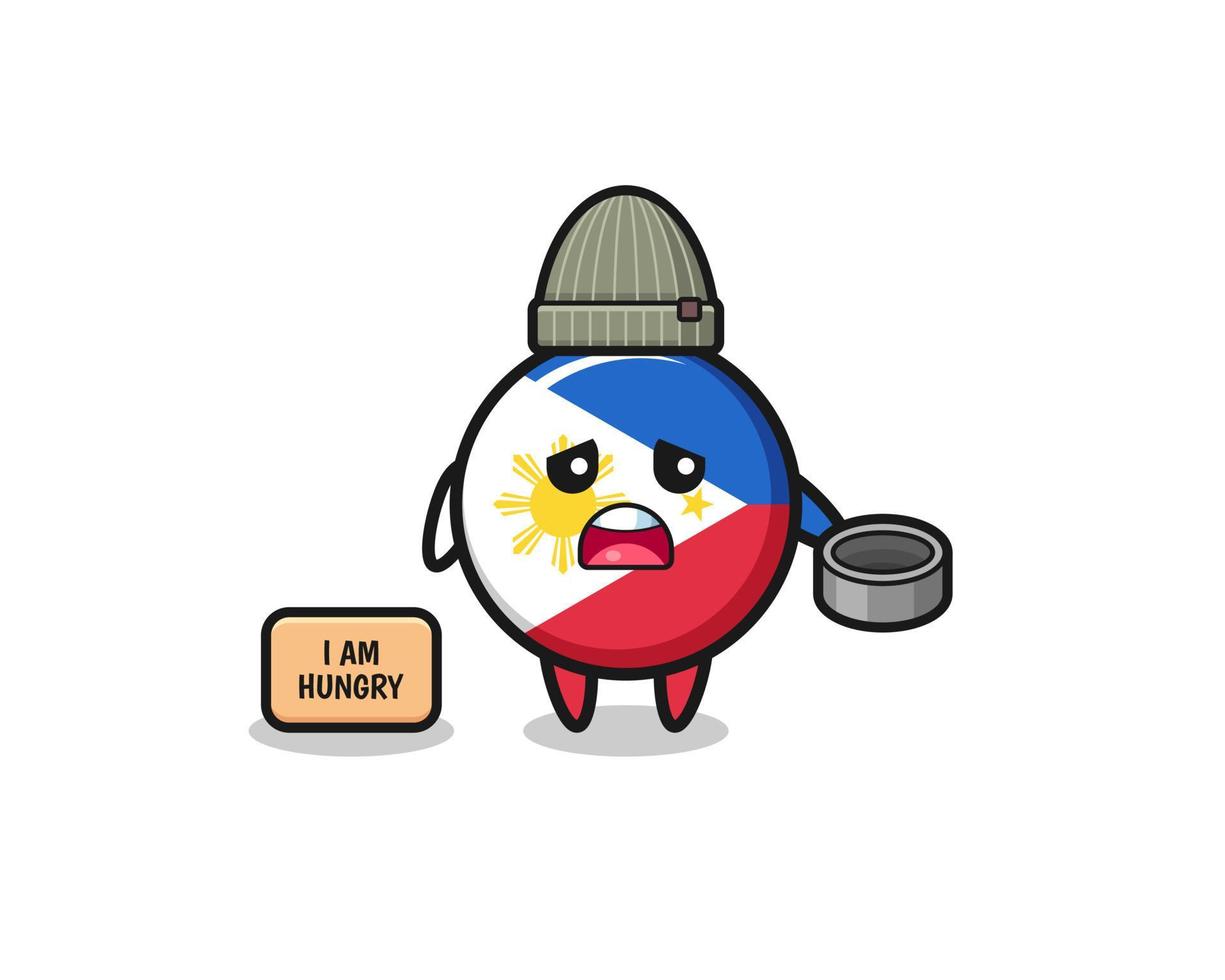 cute philippines flag beggar cartoon character vector