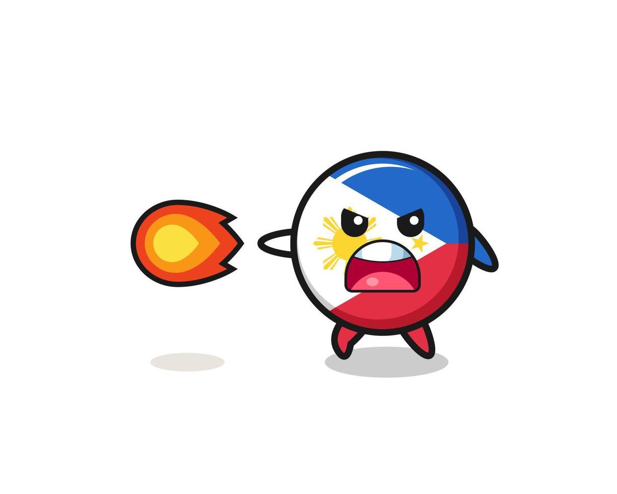 cute philippines flag mascot is shooting fire power vector