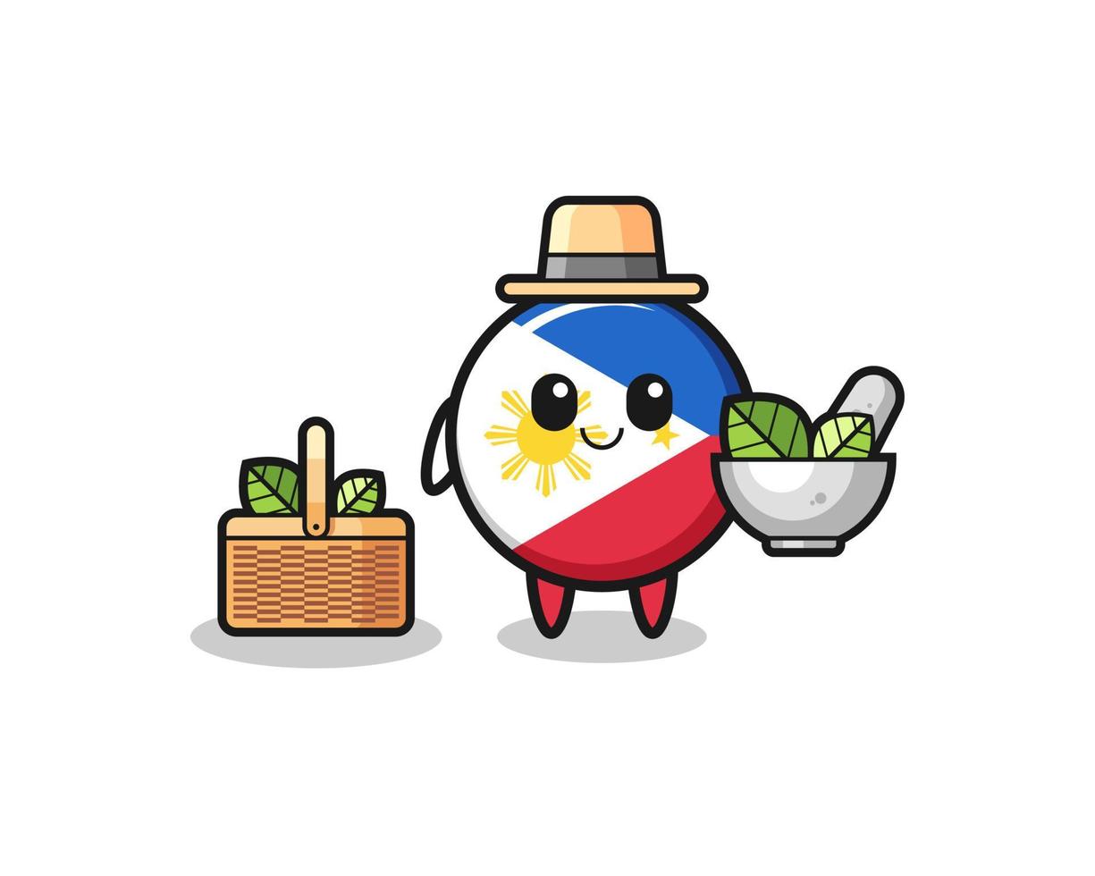 philippines flag herbalist cute cartoon vector