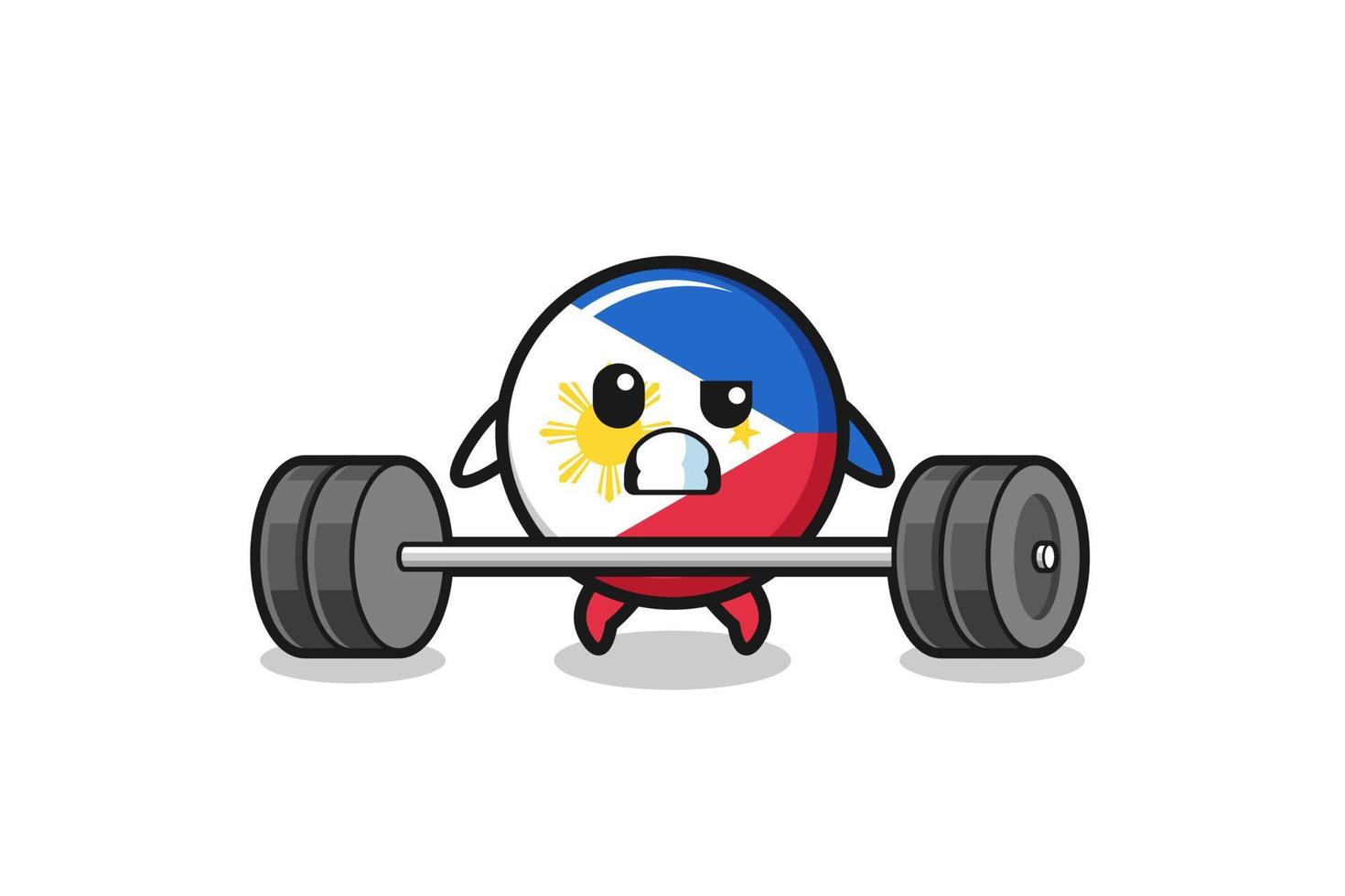 cartoon of philippines flag lifting a barbell vector