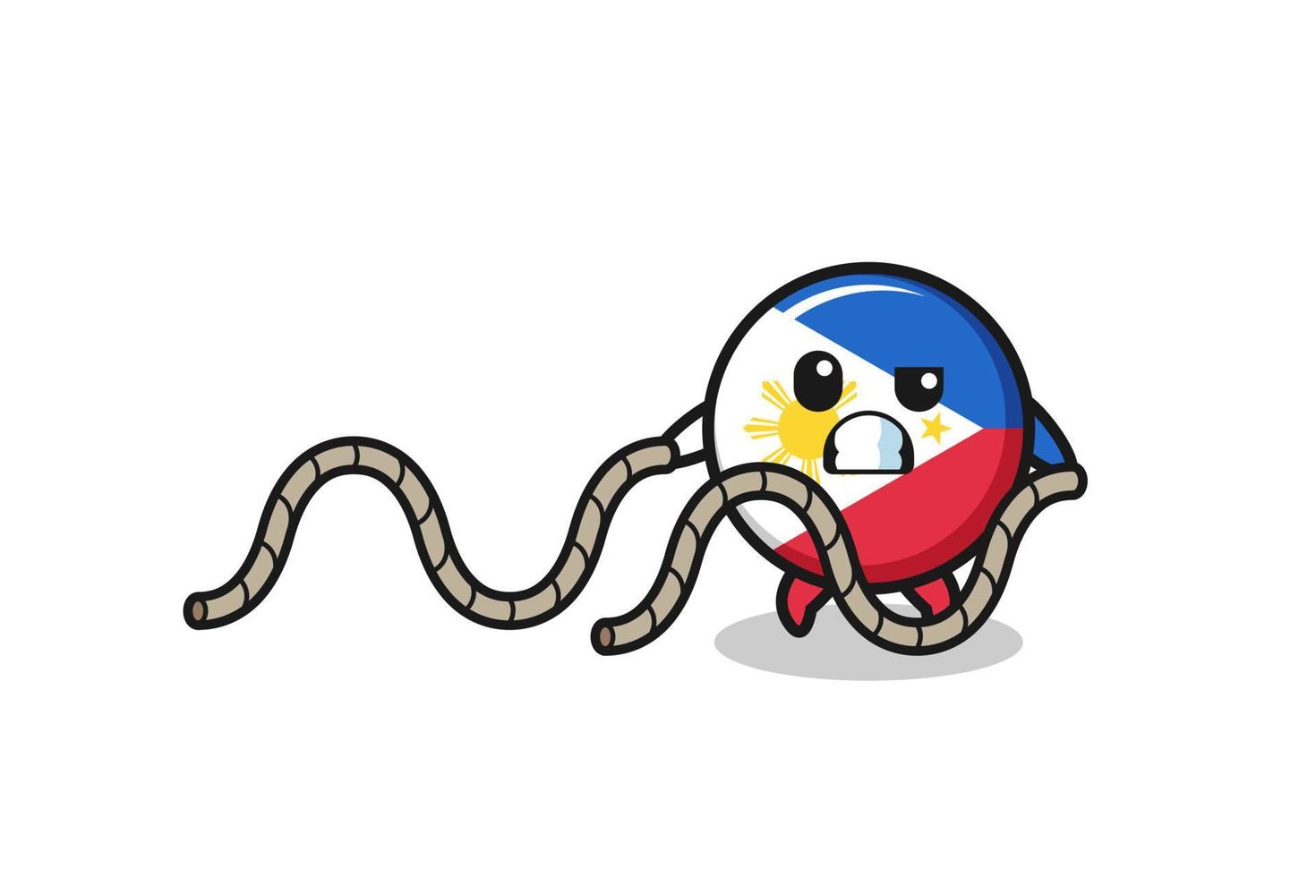 illustration of philippines flag doing battle rope workout vector