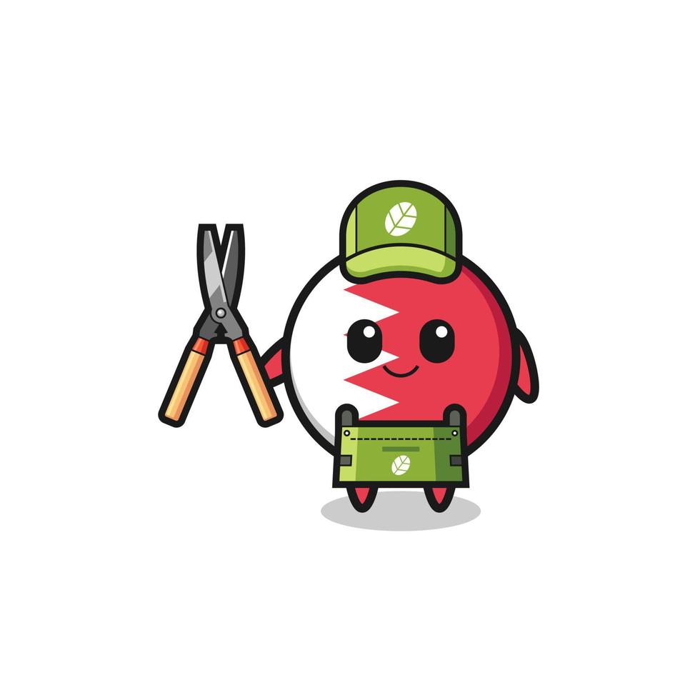 cute bahrain flag as gardener mascot vector