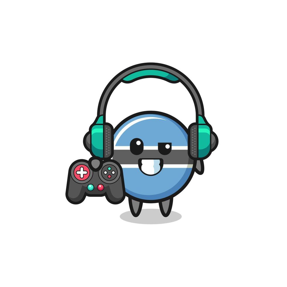 botswana flag gamer mascot holding a game controller vector