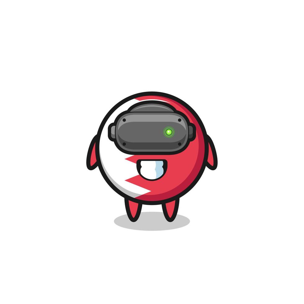 cute bahrain flag using VR headset vector