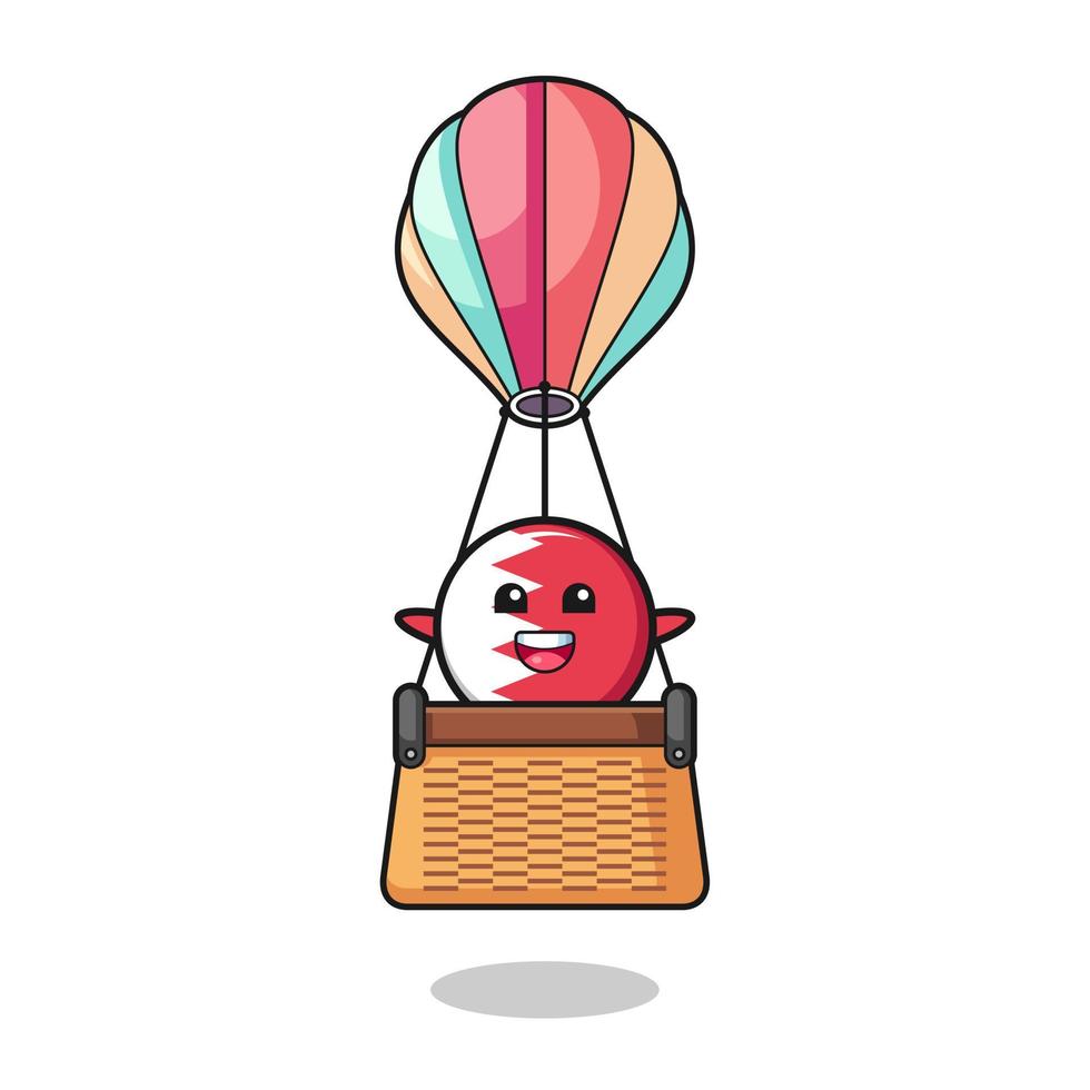 bahrain flag mascot riding a hot air balloon vector