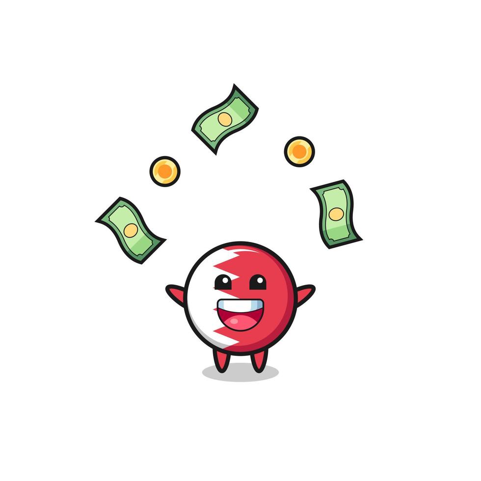 illustration of the bahrain flag catching money falling from the sky vector