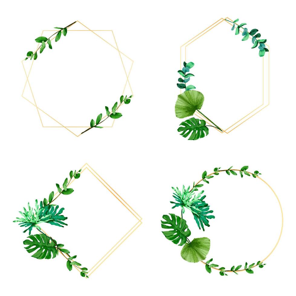 Floral Frame wreaths. Set of botanical frame watercolor bouquet flowers. vector