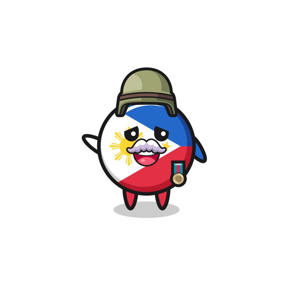 cute philippines flag as veteran cartoon vector