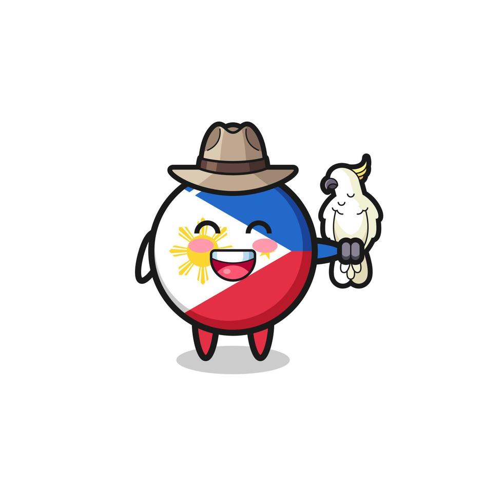 philippines flag zookeeper mascot with a parrot vector